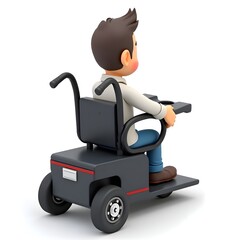 Man Driving Mobility Scooter
