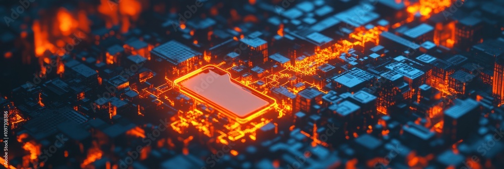 Leinwandbilder a glowing microchip surrounded by a complex circuit board, symbolizing technology and innovation.