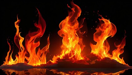 Realistic Transparent Fire Flames Collection: Burning Red Hues for Design Projects, Visual Effects, and Creative Artwork with No Backgroundâ€”Perfect for High-Quality, Detailed Creations