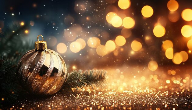 Golden Holiday Abstract Glitter With Blinking Stars And Blurred Bokeh: A Magical Christmas Scene For Festive Celebrations. - Powered by Adobe