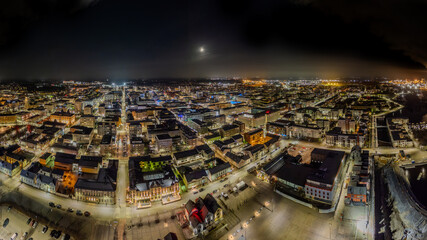 Lights of Oulu city at late evening
