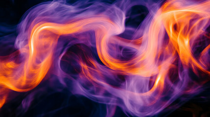 Fototapeta premium Abstract swirling lines of violet and orange light on a dark background.illustration