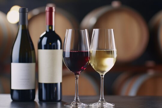 Wine tasting experience with red and white wines in a rustic winery setting