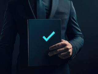 Tech-savvy Businessman with Approval Sign