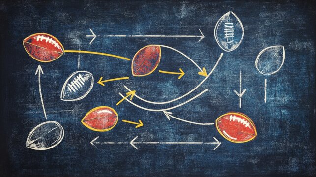 American Football Game Strategy: Playbook on Chalkboard