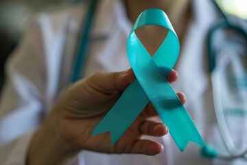 Raising Awareness on Ovarian Cancer: A Female Doctor's Hand Up Close