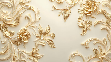 Ornate golden floral pattern on a cream background, creating a visual symphony of intricate design elements
