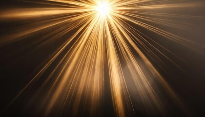 Brilliant glowing sun rays shining on a deep black background, showcasing radiant golden light beams, perfect for abstract designs, futuristic visuals, or elegant creative projects.