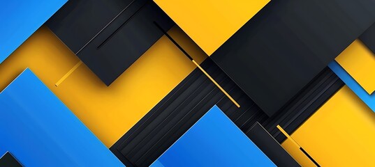 Bold Geometric Design in Blue, Black, and Yellow Colors 
