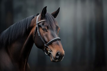 Obraz premium Majestic horse in a serene forest setting during autumn