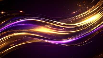 Obraz premium Abstract Golden and Purple Waves: Luxury Background