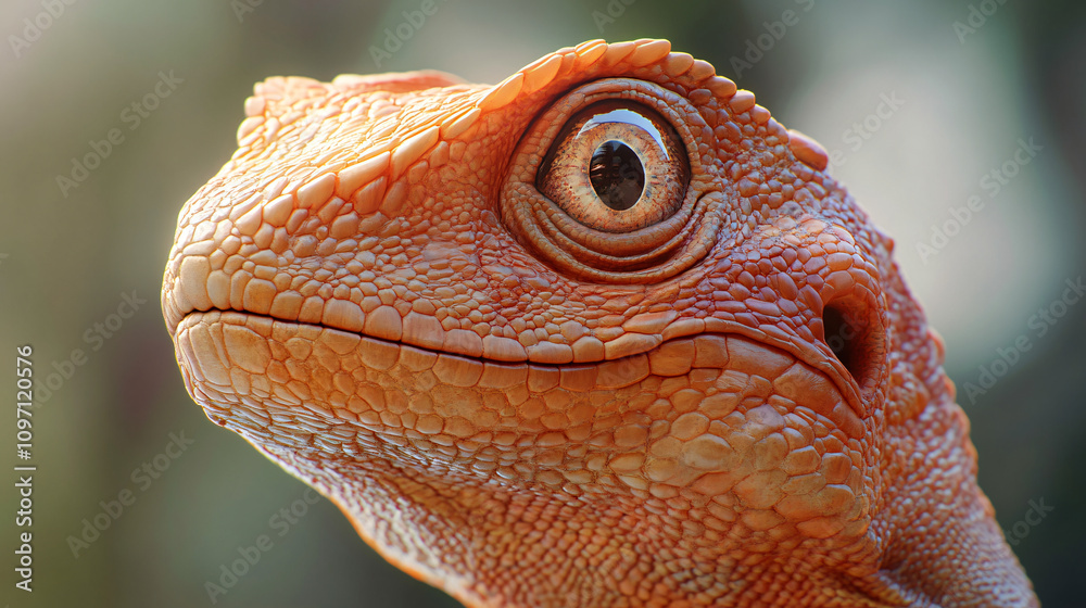 Poster detailed close-up of an orange lizard displaying its intricate scaly skin, capturing the stunning te