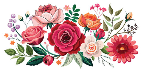 Beautiful Romantic Flower Collection with Roses, Leaves, and Floral Elements for Digital Design. Beautiful romantic flower collection with roses, leaves, floral bouquets, flower compositions