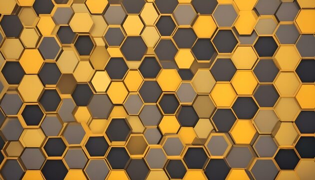 Un fondo de formas hexagonales amarillas y grises, creando un patr&oacute;n geom&eacute;trico y abstracto
