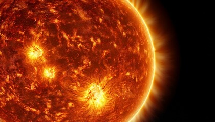 Close-up of the Sun with Solar Flares