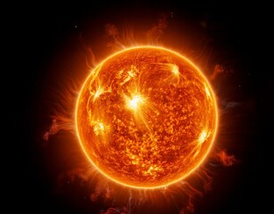 Close-up of the Sun with Solar Flares