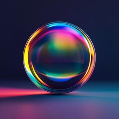 Artistic rendering of a lens with abstract reflections resembling an aurora, aurora lens, dreamlike composition