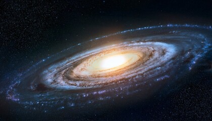 Fototapeta premium Detailed View of a Distant Spiral Galaxy with Bright Core