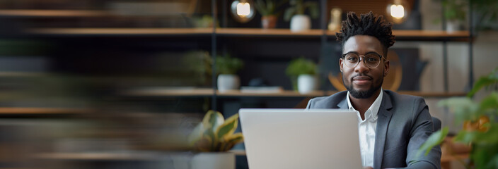 Modern businessman attending a virtual meeting