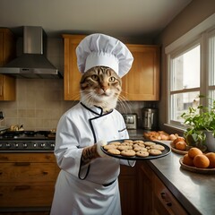 Cat Chef Baking Cookies