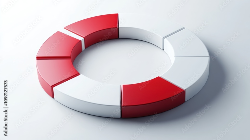 Aufkleber A circular diagram with alternating red and white segments, representing data or statistics.