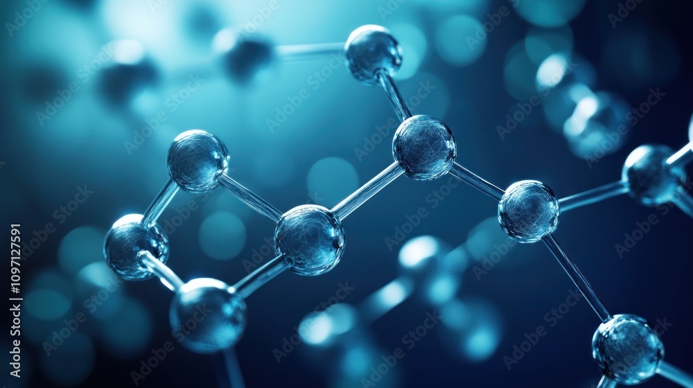 Aufkleber close-up of molecular structure with interconnected atoms, illustrating scientific concepts.