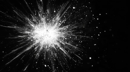 Obraz premium Abstract Explosion: Dynamic White Starburst on Black Background