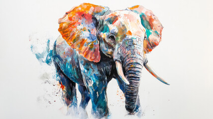 Obraz premium Elephant, White Background