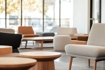 Golden sunlight streaming into a serene room through large windows