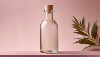 매끄럽고 투명한 유리병과 파스텔톤 배경