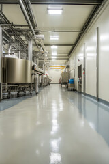 Fototapeta premium Interior of an empty food manufacturing plant. Food production, factory