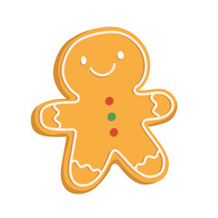 Cute gingerbread or giner cookie for Christmas festival isolated on white background. 