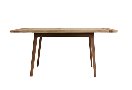 Simple wooden table with natural grain texture, isolated on a transparent or white background.