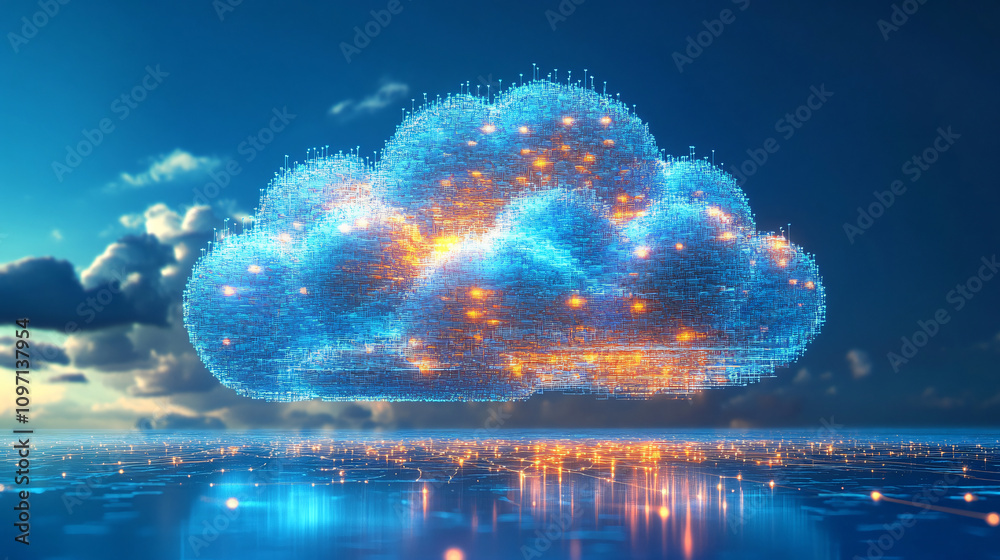 Leinwandbilder cutting-edge cloud computing technology linking worldwide networks in a digital cyber environment