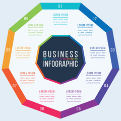 Business Infographic design 9 Options, objects, elements or steps business information template