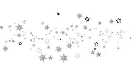 A digital illustration of many silver stars on a black background.