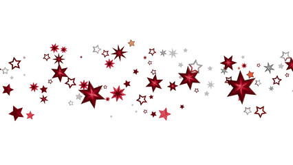 Red and Silver Stars on White Background