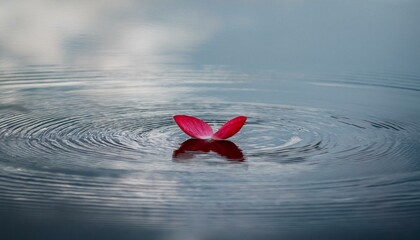 작은 호수위에 떠있는 한송이의 꽃잎