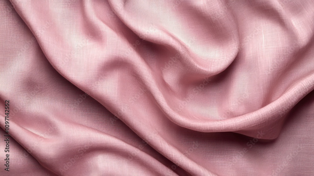 Poster Smooth pink fabric with soft folds and texture.