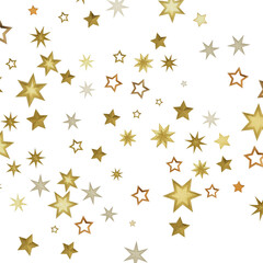 A pattern of golden stars on a black background. The stars are of different sizes and have a slightly distressed look.