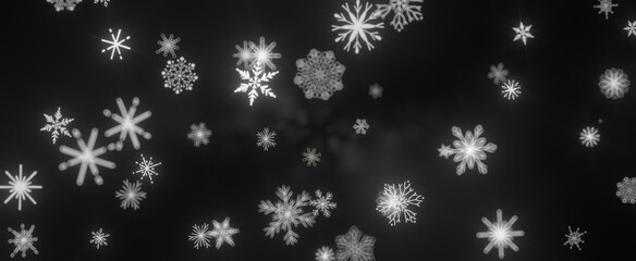Frosty Delight: Breathtaking 3D Illustration of Falling Christmas Snowflakes