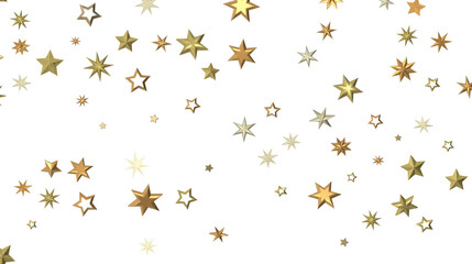 Banner with golden decoration. Festive border with falling glitter dust and stars.