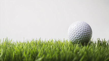 Obraz premium Golf Ball and Tee on grass on white background