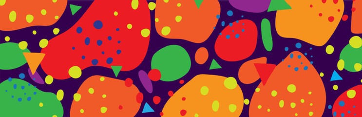 Bright Colorful Abstract Spots on a Dark Vector Background. Pop Art Style Vector Pattern	
