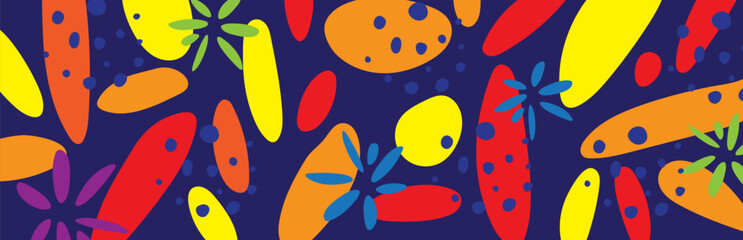 Bright Colorful Abstract Spots on a Dark Vector Background. Pop Art Style Vector Pattern	