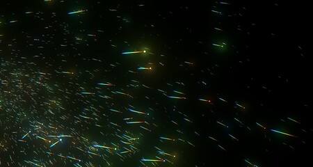 Abstract Rainbow Light Streaks on Black Background