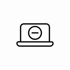 laptop minus remove icon sign vector