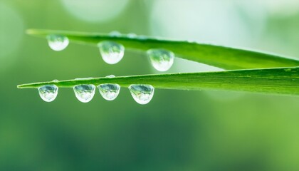 나뭇잎 끝에 물방울이 매달려있는 모습