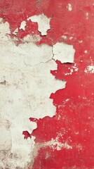 Exposed red wall with peeling paint revealing cracked texture and weathered surface details