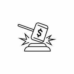 auction bid sold icon sign vector